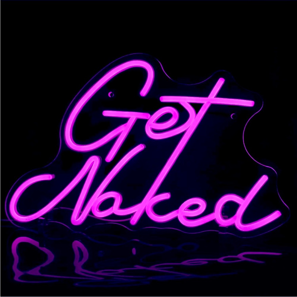 Trendy Get Naked Neon Pink Party Birthday Club Bathroom Wall Light Sexy Decor - Picture 2 of 8